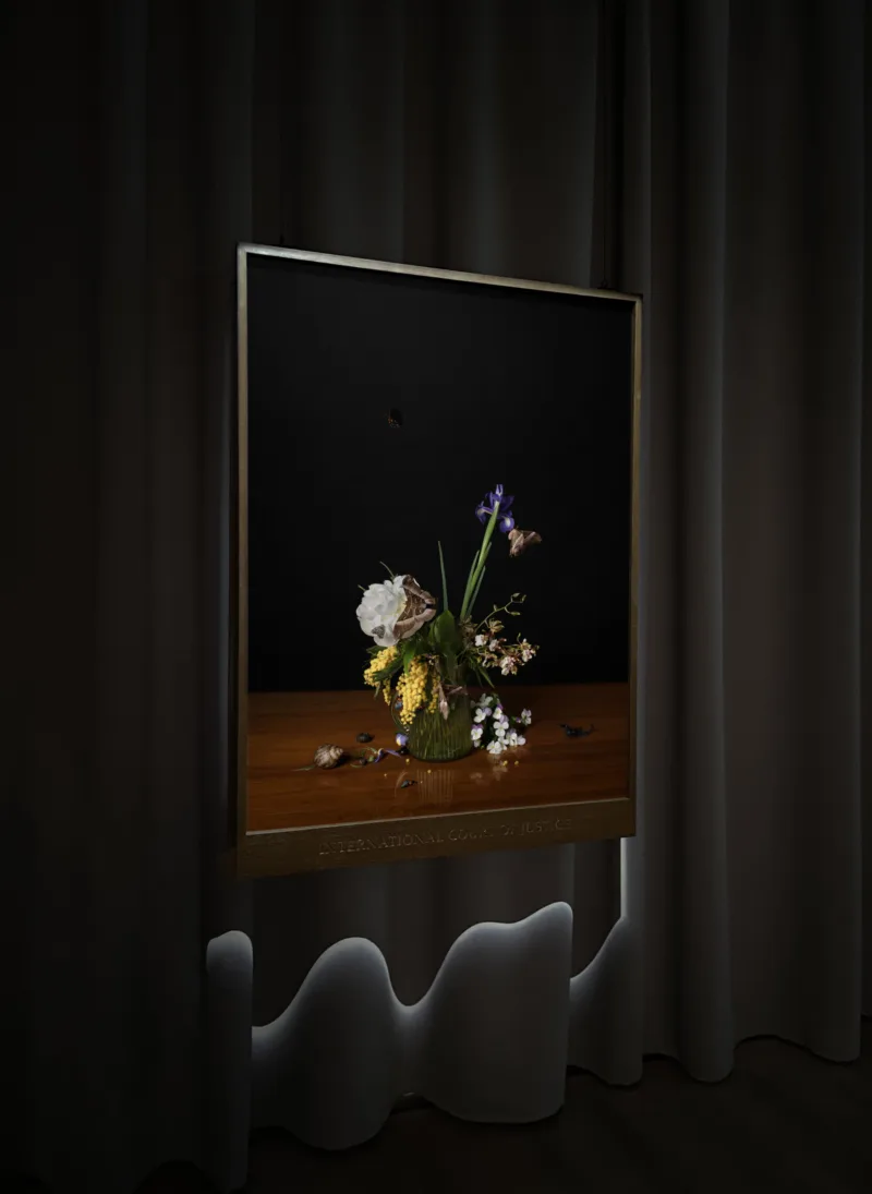 Installation view, The Arrangement: International Court of Justice, exhibition U3: Triennial of Contemporary Art in Slovenia, curated by Tevž Logar, Museum of Modern Art Ljubljana, 2024, photo: Matevž Paternoster
